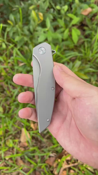 Titanium alloy folding knife, bearing assisted